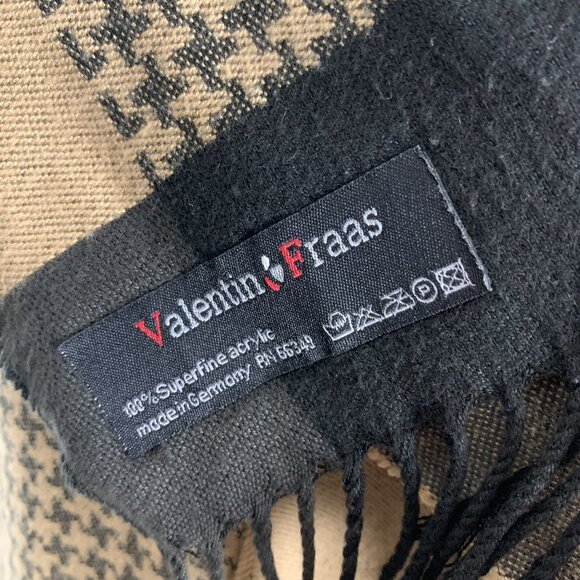 Valentin Fraas Unisex Fringe Scarf Brown Plaid Cozy Winter Blanket Wrap - Picture 4 of 4